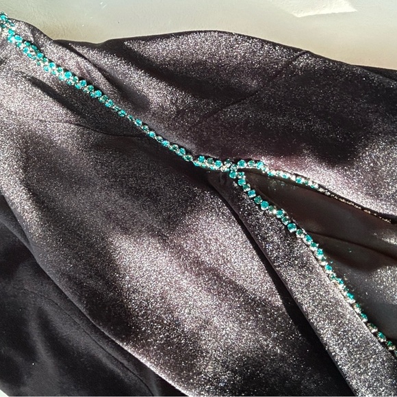 Jovani Couture Pageant Prom Dress Gown Rhinestone Black Size 2 Somers Earrings - Picture 11 of 16